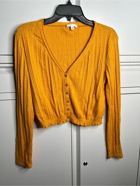 ☀️Abound Golden Yellow Ribbed V-Neck Cardigan